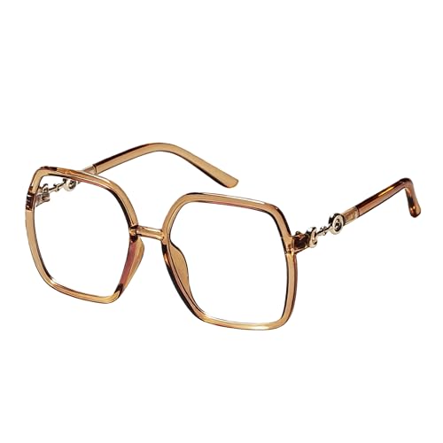 EYEGLSMST Lunettes de Lecture Oversized Anti Lumière Bleue 1.5 pour Femmes, Ultra Grandes Tendance Lunettes Loupe pour Ordinateur, Réduit la Fatigue Oculaire