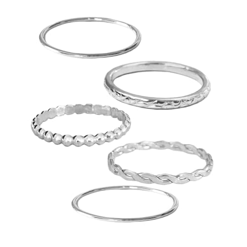 Five Variety Skinny Band Rings In 14K Gold Fill Or Sterling Silver (Sterling Silver, 3) #TOP1