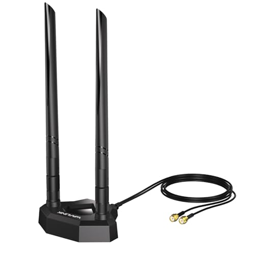 WAVLINK Tri-Band WiFi Antenna 2.4GHz 5GHz 6GHz 5dBi SMA Male Antenna with Magnetic Base 6.6ft Extension Cable for SMA-Compatible PCIe WiFi 6/6E/7 Network Card Router Desktop PC Bluetooth 5.3 by WAVLINK - Used condition - US$18.99