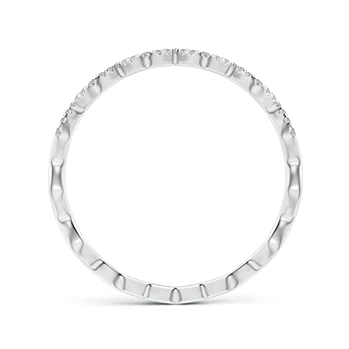 Natural Diamond Zig Zag Ring Band For Women In 14K White Gold (0.8Mm Diamond) - April Birthstone #TOP1
