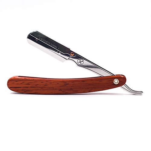 Parker Srrw, Rosewood Wood Handle Straight Edge Barber Razor With Stainless Steel Blade Arm For Professionals, 5 Blades Included #TOP2