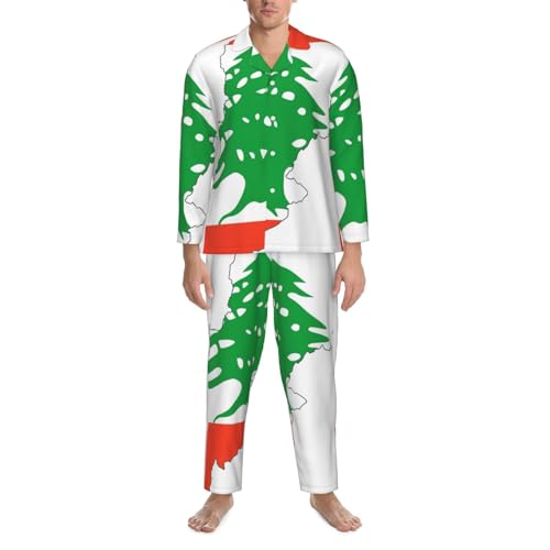 Ensemble de détente imprimé carte Liban pyjama classique doux