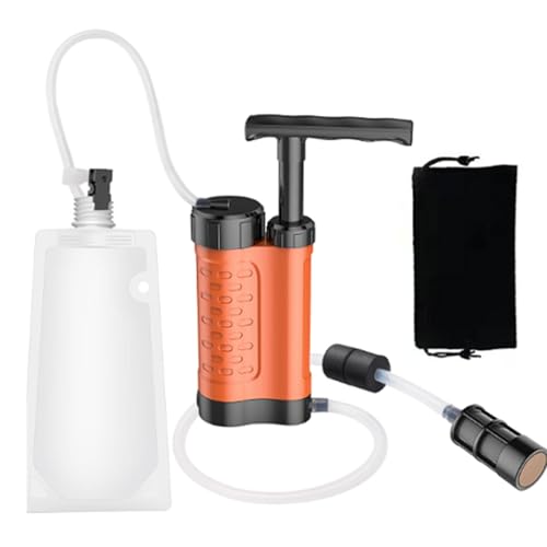 Supervivencia del purificador de Agua - Supervivencia del Filtro de Agua de 1500 ml | 230g de purificación de Agua | 3000L Filtro de Agua Personal al Aire Libre | Filtro de Agua de Bomba manu
