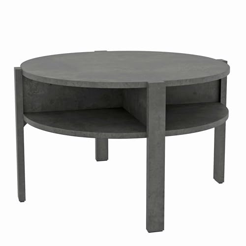 Forte Tobago Couchtisch 70 80, moderner Couchtisch, Sofatisch, Wohnzimmer, Holzwerkstoff, Betonoptik Dunkelgrau, 74,4 cm breit x 45,5 cm hoch x 74,4 cm tief
