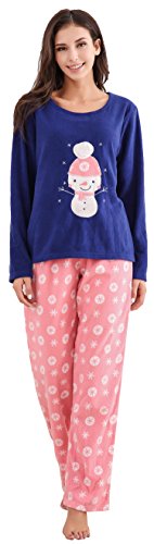Richie House Women's Soft and Warm Fleece Two-Piece Set RHW2773-A-L Navy/Pink