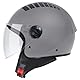 VINZ Como Jethelm mit Visier ECE 22.06 Zertifiziert | Roller Helm Mopedhelm Für Motoroller & Vespa | Herren & Damen | Motorradhelm in XS-XL | Erhältlich in 4 Farben - Titanium