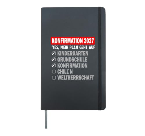Confirmation 2027 Funny Checklist Shirt Plan Works Outfit Hardcover Journal, Black