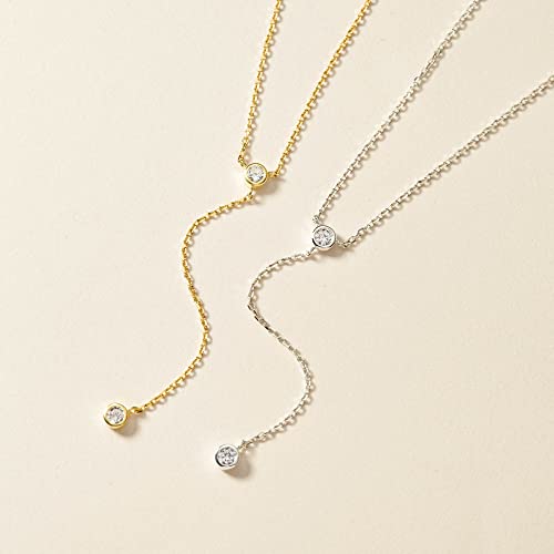 Image of Tewiky Dainty 14k Gold Plated /Silver Cubic Zirconia Necklaces for Women, Simple CZ Jewelry Necklaces Trendy Gifts