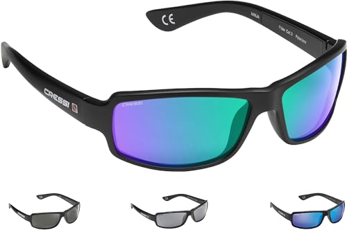 Cressi Xdb100011 Gafas De Sol, Unisex Adulto, Negro Lentes Espejadas Verde, Ultra Flex Talla Única