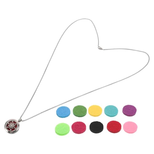 HOODANCOS Collar Difusor de Aceite Esencial con Diseño Hueco de Copo de Nieve, Colgante Aromaterapia Personal, Medallón Portátil para Mujer, Difusor de Aroma con Almohadilla Reemplazable,