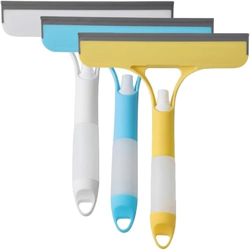 3 in 1 Window Cleaning Scraper 3 Pack 3 in1 Spray Squeegee Scraper for Window Shower Door Mirror Glass and Car Cleaning