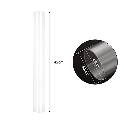 Image of 4PCS Rigid PETG Tube 50mm (2 inch) OD x 2mm Wall Thickness, 16.5 inch Length PC Rigid Round Clear Tubing Unbreakable Polycarbonate Tubing Chemical Resistant Clear Tube