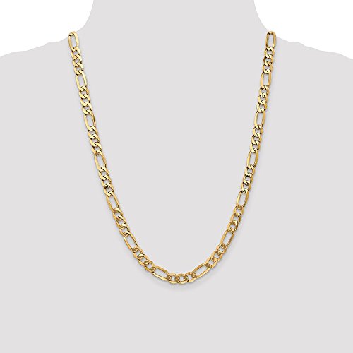 14k Yellow Gold 7mm Flat Link Figaro Chain Necklace 24 Inch Pendant Charm Beveled Fine Jewelry For Women Gifts For Her 14k Yellow Gold 7mm Flat Link Figaro Chain Necklace 24 Inch Pendant Charm Beveled Fine Jewelry For Women Gifts For Her - Image 3