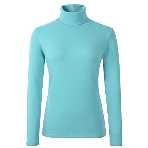 Image of Women's Soft Cotton Turtleneck Top Basic Pullover Sweater