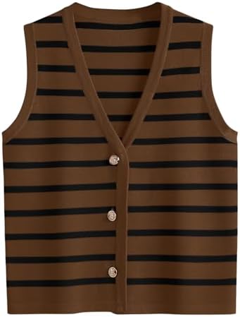LILLUSORY Vest Tops for Women 2026 Summer Outfits Striped Sweaters Button Up Casual Blouses Jacket Fashion Clothes