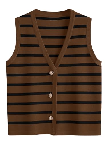 LILLUSORY Vest Tops for Women 2026 Summer Outfits Striped Sweaters Button Up Casual Blouses Jacket Fashion Clothes
