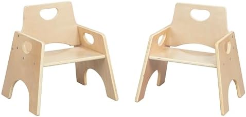 ECR4Kids Stackable Wooden Toddler Chair, 8in, Kids Furniture, Natural, 2-Pack