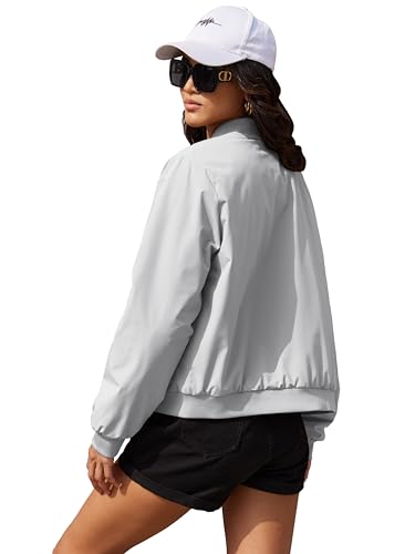 MAGCOMSEN Women's Bomber Jacket Casual Quilted Lined Coat Zip Up Winter Fall Windbreaker Fashion Outerwear with Pockets2