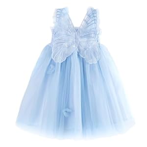 Miipat Vestito per Bambina Tulle Senza Maniche Farfalla Abito Bambino Ragazze Principessa Abiti Ragazze la Festa di Compleanno Vestiti