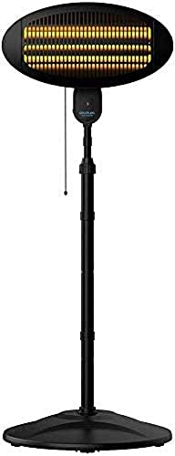 Cecotec Calefactor de Exterior Ready Warm 8100 Power Quartz. Calefactor halógeno de Cuarzo de pie o Pared, 2000 W, IPX4, 3 Niveles de Potencia, Altura e inclinación Regulable, 15 m2