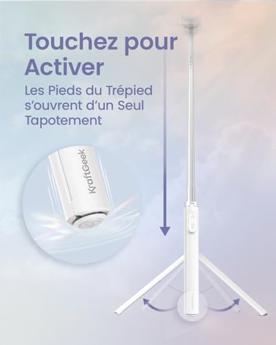 Trépied smartphone KraftGeek 168cm compatible MagSafe et télécommande pour Android