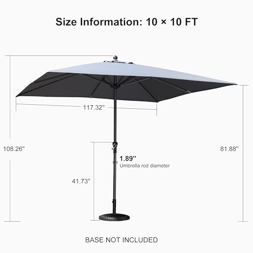 Image of PURPLE LEAF Outdoor Market Umbrella 10' x 10' Square Light Gray 8 Ribs Pool