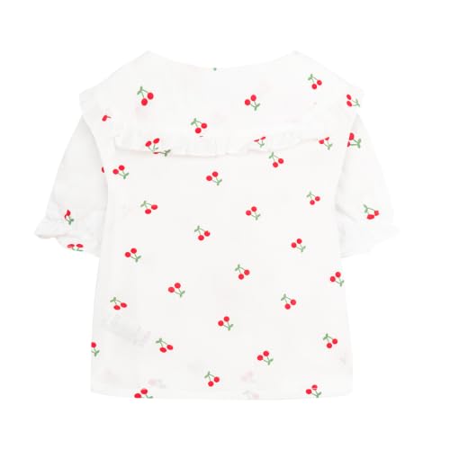 Image of Mud Kingdom Little Girls Peter Pan Collar Blouse Cotton Short Sleeve Button Up