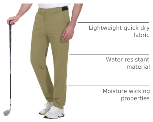Rdruko Golf Pants Men Stretch Relaxed Fit Business Casual Pants Dry Fit Lightweight(Dark Khaki,US 40) — view 4