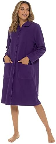 Slumber Hut Badjas voor dames, zachte fleece met ritssluiting, satijnen Slumber Hut Badjas voor dames, zachte fleece met ritssluiting, satijnen