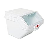 Rubbermaid Commercial Products ProSave Shelf Food Ingredient Bin with Scoop, 200-Cup, White, Kitchen Food Storage Sugar/Grains/Rice/Baking Supplies