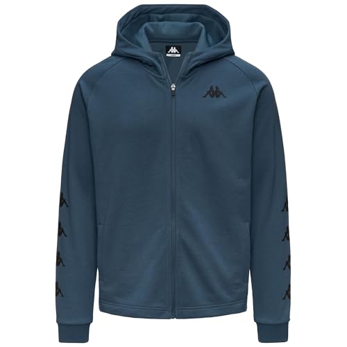 Kappa IGOJOSO - Forro Polar para Hombre - en French Terry de 280 gr - Ajuste Regular con Cremallera y Puños de Canalé - Diseño de Calidad y Estilo Deportivo - Color Azul y Talla L