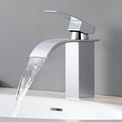 CECIPA Grifo de baño de lavabo cascada de de acero inoxidable grifos de con agua fría y caliente