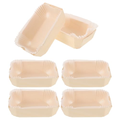 VANZACK Set 6 Teglie per Plumcake in Legno e Carta Stampi Usa e Getta per Pane e Torte 140X90X45Mm Porta Pane Rettangolare per Forno Adatte per Panetterie Pasticcerie e Ristoranti