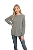 GRECERELLE Womens Long Sleeve Jumpers Lightweight Crew Neck Sweater Tops Casual Soft Knit Pullover for Ladies (Grey, L) #4