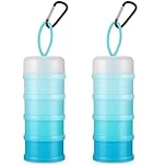 Baderke 2 Pcs Protein Container With Funnels Stand, 4 Stackable Leakproof Dispenser, Portable Keychain Powder Container for Workout, Fitness, Travel (Blue)
