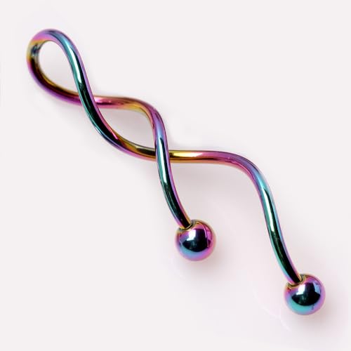 14GA 316L Stainless Steel Spiral Dangling Earrings with Ball Ends, Sold as a Pair2