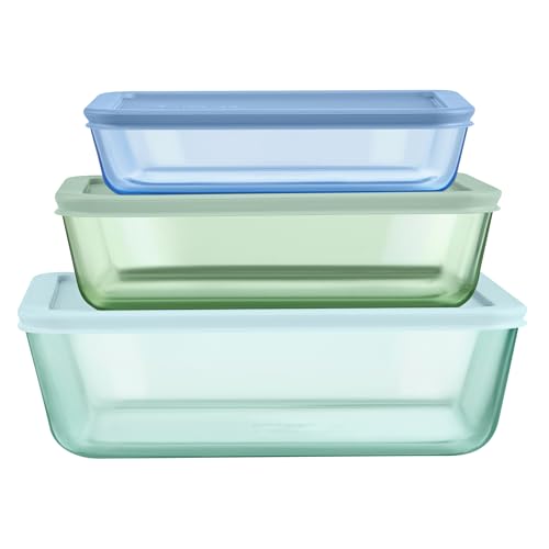 Listado de Refractarios pyrex favoritos de las personas. 43 Pyrex Colors (paquete de 3, grande), juego de recipientes rectangulares de vidrio tintado, de plástico, no tóxico, sin BPA, para congelador, apto para microondas, 3 tazas, 6...
