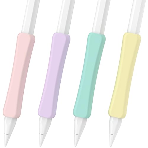 Image of 4 Pack Silicone Grip Compatible with Apple Pencil 2nd Generation, Apple Pencil USB-C & Apple Pencil Pro Ergonomic iPencil Grip (Purple /Pink /Yellow /Green)