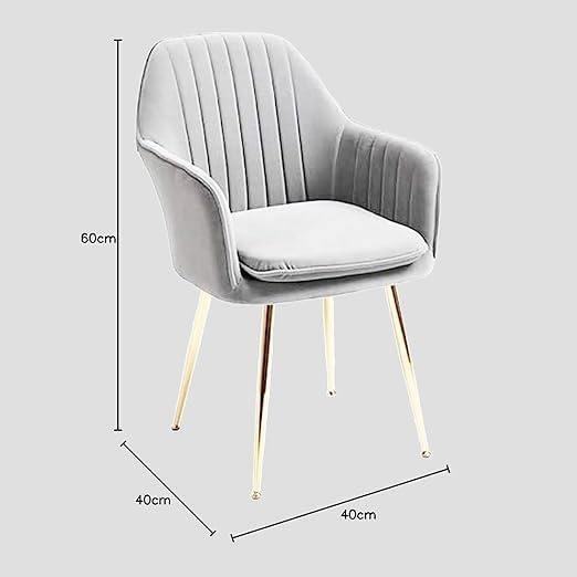 Image of Accent Chairs for Living Room | Modern Armchair in Velvet Fabric with Golden Legs | Pack of 1 Chair for Home, Office, Restaurent, Cafe (Grey)