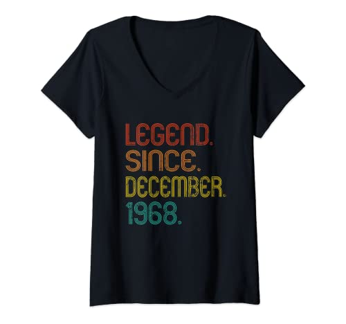 Mujer Legend Since December 1968 54 Years Old 54th Birthday Retro Camiseta Cuello V