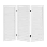 3 Panel Room Divider Screen, Freestanding Folding Wood Room Partition, 2.6ft Tall Shutters Privacy Partition, Foldable Divider for Room Separation for Home, Bedroom, Office, Living Room (White)
