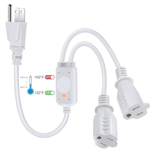 Feekoon Thermostatically Controlled Outlet, On at 32°F/Off at 50°F Plug in Thermostat Controlled Outlet Switch Heaters Accessories Temperature Controlled Outlet Extension Cord for Freeze Protection