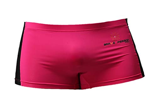 BRAVE PERSON Men's Boxers Fashion Smooth Trunks Gym Shorts bj1005 (S, Red)