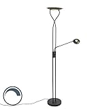 QAZQA - Moderne Stehlampe schwarz inkl. LED mit Lesearm - Mallorca Dimmer I Dimmbar I Wohnzimmer I Schlafzimmer I Deckenfluter - Stahl Länglich - I LED