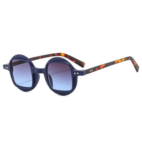 Lunettes de soleil rondes pour femmes style punk à verres carrés transparents dégradés UV400