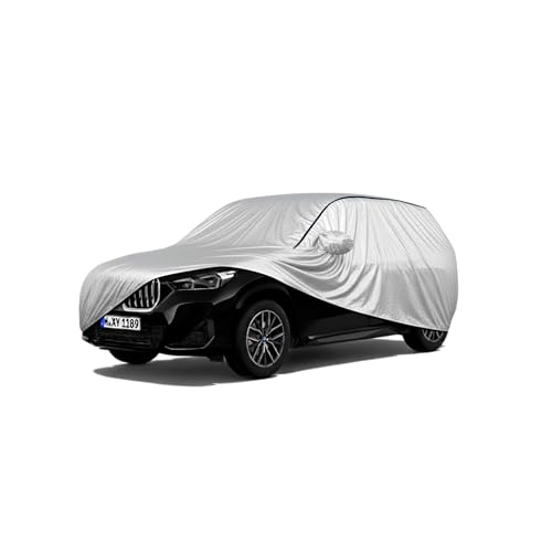 Image of SEAZEN Waterproof Car Cover for Toyota Yaris | Dustproof, UV & Scratch Resistant Soft Cotton Lining | Triple Stitched, Mirror Pockets & Elastic Hem | Metallic Silver with Black Piping