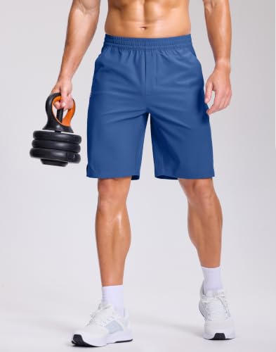 Image of GGJ Men's Lightweight Athletic Shorts with 2 Zipper Pockets 7 inch /9 inch /5 inch Gym Workout Running Quick Dry Tennis Shorts for Men