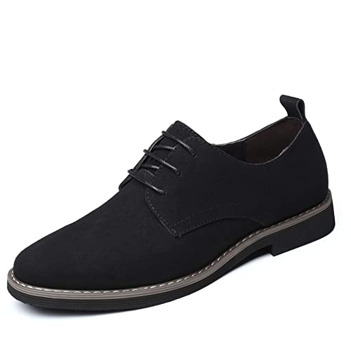 LLTMALL Men's Suede Leather Dress Shoes Lace up Round Toe Oxfords