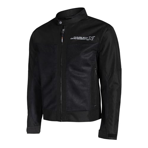 Image of HARLEY-DAVIDSON X Bold Edge Riding Jacket for Men | Polyester with Breathable Mesh Lining | Reflective Prints, Pre-Curved Sleeves & Protector Compartments | Comfortable & Stylish Motorcycle Jacket