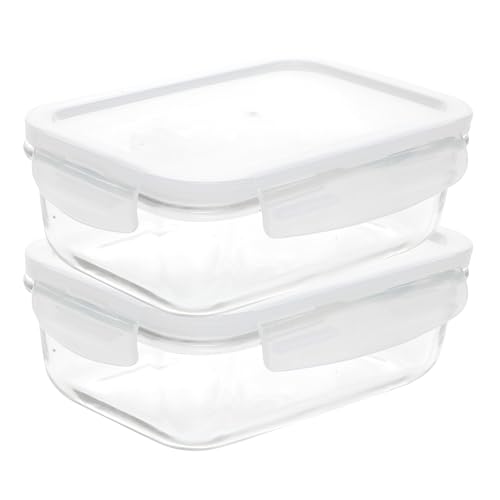 Image of Cutting EDGE 1520ml Rectangular Borosilicate Glass Food Container(Set of 2) | Lunch box, leftovers storage, lunch packing, freezer use, kitchen organization, transparent container, for food Preparation